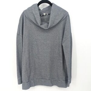 LL Bean Signature Sweater Womens Medium Navy Blue Striped Cowl Neck Pullover‎